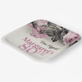 ヴィンテージピンクローズ80誕生日 ペーパープレート (傾斜あり)