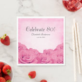 ヴィンテージピンクローズ80thバースデーパーティー スタンダードランチョンナプキン (インサイチュ)