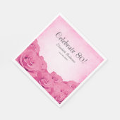 ヴィンテージピンクローズ80thバースデーパーティー スタンダードランチョンナプキン (角)
