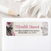 ヴィンテージピンクローズ90th誕生日差出人住所 ラベル (インサイチュ)