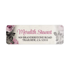 ヴィンテージピンクローズ90th誕生日差出人住所 ラベル