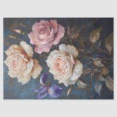 ヴィンテージピンクローズ&アイリスデクページアート 薄葉紙 (正面)