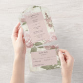 ヴィンテージピンクローズ オールインワン招待状 (貼ってはがせる)