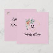 ヴィンテージピンクローズ ゴールデンハート モノグラムと名前 シーズンカード (正面/裏面)