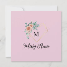 ヴィンテージピンクローズ ゴールデンハート モノグラムと名前