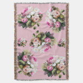 ヴィンテージピンクローズ スローブランケット (正面縦)