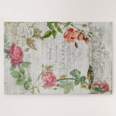 ヴィンテージピンクローズ&タイポグラフィエフェメラ ジグソーパズル (横)