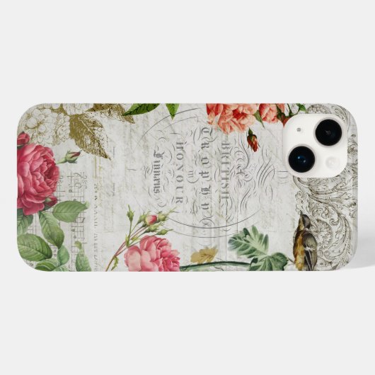 ヴィンテージピンクローズ&タイポグラフィエフェメラ Case-Mate iPhoneケース (裏面 (横))