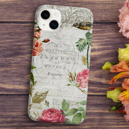 ヴィンテージピンクローズ&タイポグラフィエフェメラ Case-Mate iPhone 14 PLUSケース