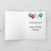 ヴィンテージピンクローズ |バルーンを誕生日カード内 カード (内部)