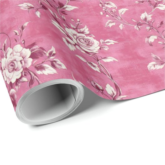 ヴィンテージピンクローズ フラワーチノワジエ デコパージュ ラッピングペーパー (ロールコーナー)