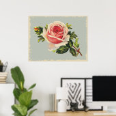 ヴィンテージピンクローズ ポスター (ホームオフィス)