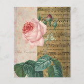 ヴィンテージピンクローズ&ミュージックコラージスクラップブック紙 (正面)