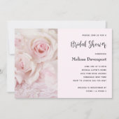 ヴィンテージピンクローズ&レエレガントース – ブライダルシャワー 招待状 (正面)