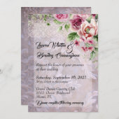 ヴィンテージピンクローズ&レース結婚ズ 招待状 (正面/裏面)