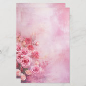 ヴィンテージピンクローズ 便箋 (正面/裏面)