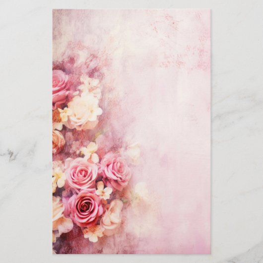 ヴィンテージピンクローズ 便箋 (正面)