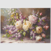 ヴィンテージピンクローズ&薄紫ブーケフローラデコページ 薄葉紙 (正面)