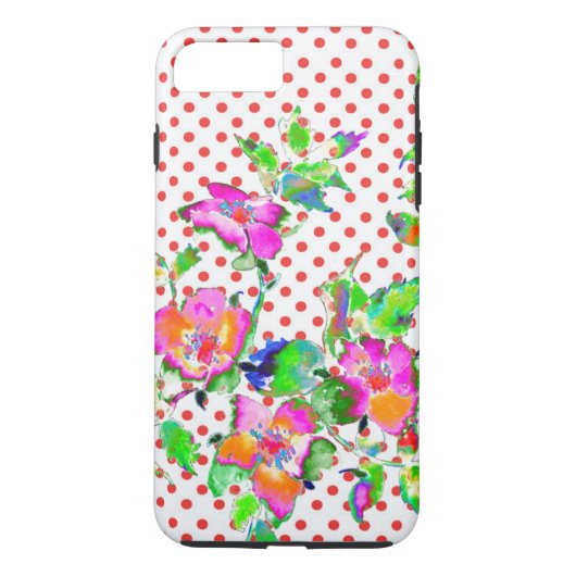 ヴィンテージピンクローズ – 赤と白水玉模様 Case-Mate iPhoneケース (裏面)