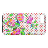 ヴィンテージピンクローズ – 赤と白水玉模様 Case-Mate iPhoneケース (裏面(横))