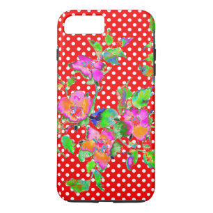 ヴィンテージピンクローズ – 赤と白水玉模様 iPhone 8 PLUS/7 PLUSケース