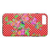 ヴィンテージピンクローズ – 赤と白水玉模様 Case-Mate iPhoneケース (裏面(横))