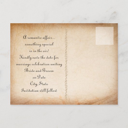 ヴィンテージピンクローズSave the Date 案内ポストカード (裏面)