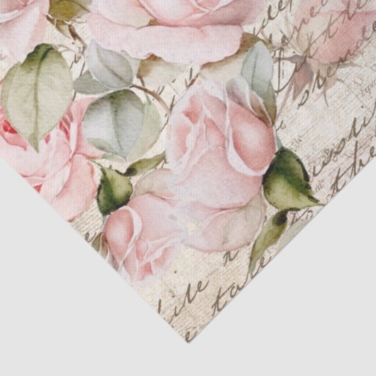 ヴィンテージピンクローゼオールドレタークロックデコップページ 薄葉紙 (詳細)