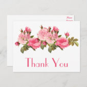 ヴィンテージピンクローゼサンキューフローラはがき ポストカード (正面/裏面)
