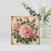 ヴィンテージピンクローゼスフローラブーケイラストレーション カード (スタンド正面)