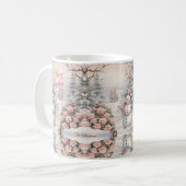 ヴィンテージピンクローゼズクリスマスビレッジ コーヒーマグカップ (正面左)