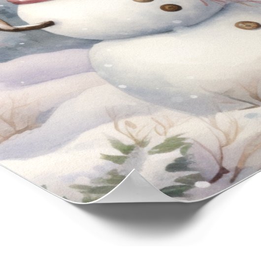 ヴィンテージピンクローゼズクリスマスビレッジ ポスター (角)