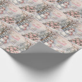 ヴィンテージピンクローゼズクリスマスビレッジ ラッピングペーパー (角)