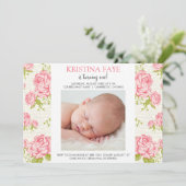 ヴィンテージピンクローゼフォトバースデーパーティーへの招待 招待状 (スタンド正面)