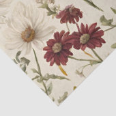 ヴィンテージピンクワイルドフラワーグリーンの切り離し 薄葉紙 (詳細)