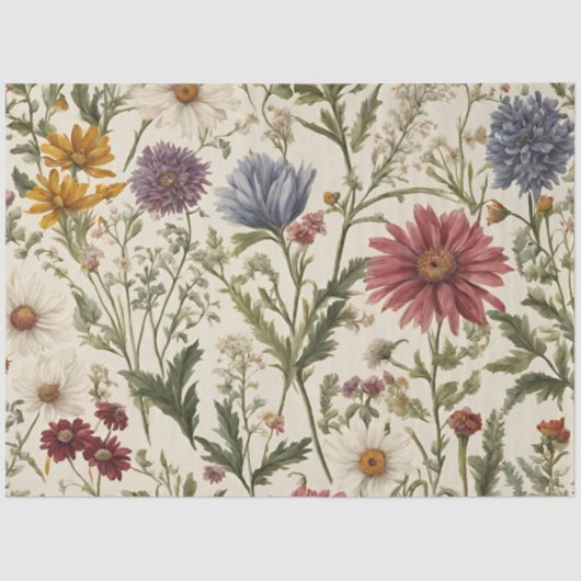 ヴィンテージピンクワイルドフラワーグリーンの切り離し 薄葉紙 (正面)