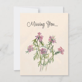 ヴィンテージピンクワイルドフラワーボタニカルウォーター色 ノートカード