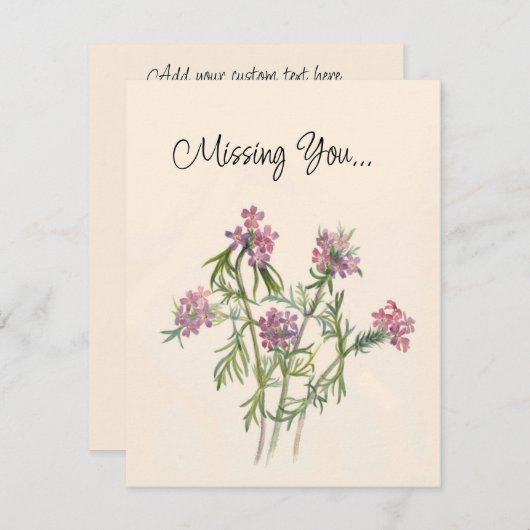 ヴィンテージピンクワイルドフラワーボタニカルウォーター色 ノートカード (正面/裏面)