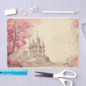 ヴィンテージピンク中世キャッスル 薄葉紙 (クラフト)