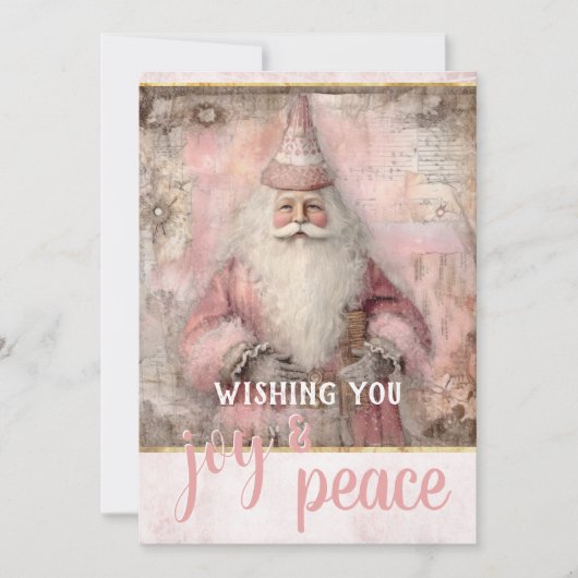 ヴィンテージピンク写真クリスマス シーズンカード (正面)