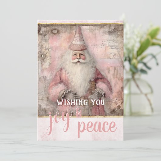 ヴィンテージピンク写真クリスマス シーズンカード (スタンド正面)