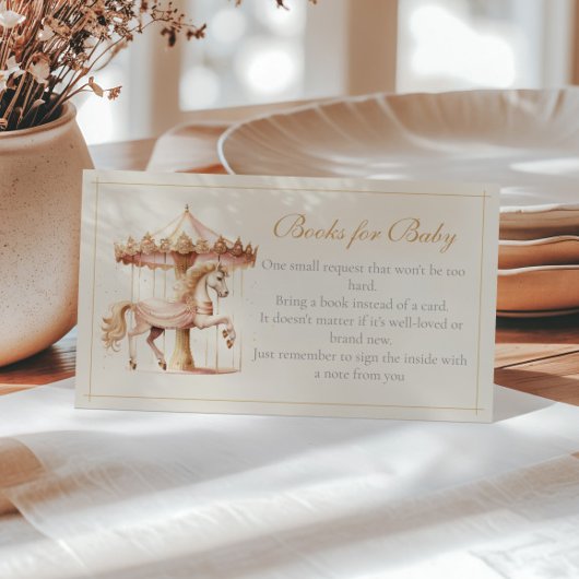 ヴィンテージピンク回転木馬馬本ベビー エンクロージャーカード