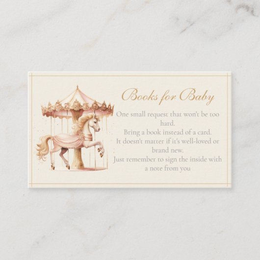 ヴィンテージピンク回転木馬馬本ベビー エンクロージャーカード (正面)