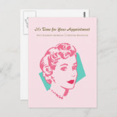 ヴィンテージピンク女性美しいアポイントメント ポストカード (正面/裏面)