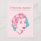 ヴィンテージピンク女性美しいアポイントメント ポストカード (正面)