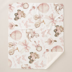 ヴィンテージピンク子供部屋名前をカスタムするベビーガール シェルパブランケット