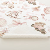 ヴィンテージピンク子供部屋名前をカスタムするベビーガール シェルパブランケット (3/4)