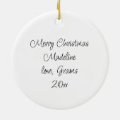 ヴィンテージピンク小さな女の子クリスマスパーソナライズされた セラミックオーナメント (裏面)