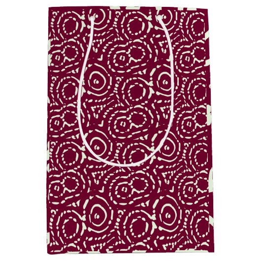 ヴィンテージピンク幾何抽象芸術 ミディアムペーパーバッグ (正面)