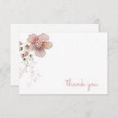 ヴィンテージピンク感謝の花柄メモカード サンキューカード (正面/裏面)
